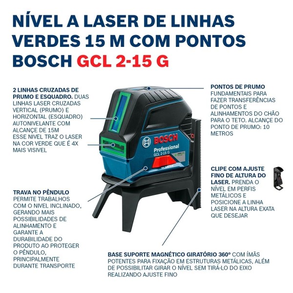 Nivel Laser Bosch Autonivelante Gll 2-15 G Lineas Verdes