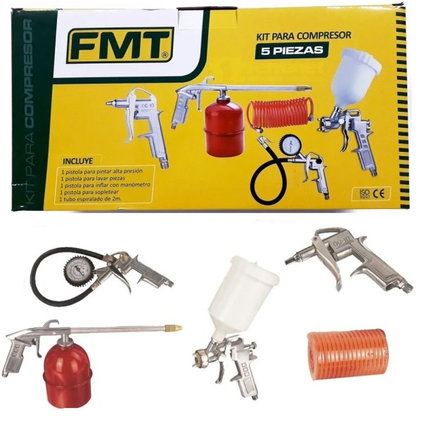 Kit Set De Aire Accesorios Para Compresor Inflador Manómetro