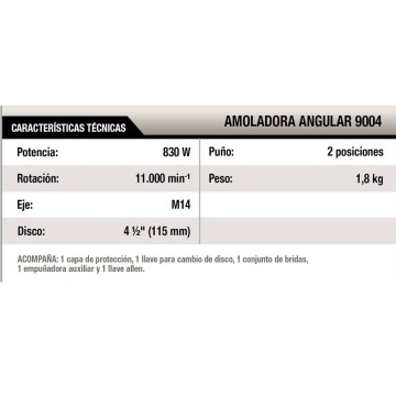 AMOLADORA ANGULAR - 9004 - 4 1/2 830W - SKIL