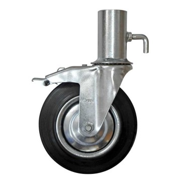 RUEDA CHAPA Y GOMA P/ANDAMIO - GIRATORIA - C/TRABA 160 MM X 40 - 150