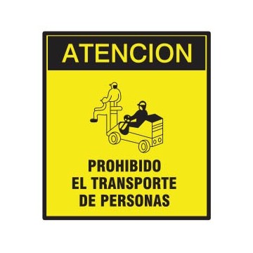 CARTEL PROHIBIDO TRANSPORTE DE PERSONAS 40 X 45 BM