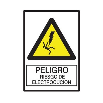 CARTEL PELIGRO RIESGO ELECTROCUCION 260 X 200 BM