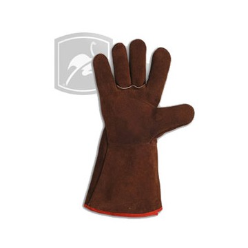 GUANTE SOLDADOR DESCARNE FORRADO COSTURA KEVLAR P/LARGO - GAMISOL