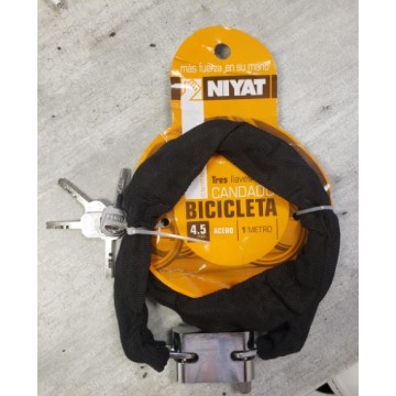 CANDADO BICICLETA ACERO 4.5MM - LARGO 1 MTS 40 MM  NIYAT