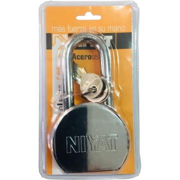 CANDADO REDONDO DE ACERO ARCO LARGO 65 MM  NIYAT