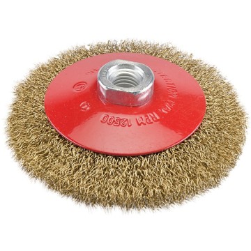 CEPILLO CIRCULAR CONICO RIZADO - A. LATONADO 0.31 Ø 115 MM - M14 FMT