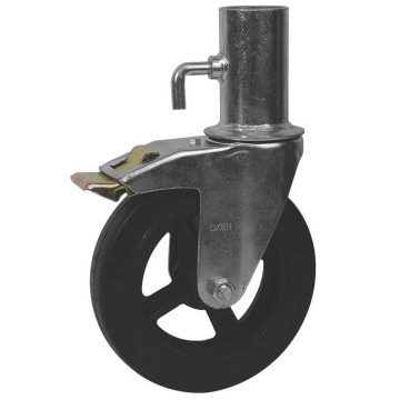 RUEDA HIERRO Y GOMA P/ ANDAMIO - GIRATORIA - C/TRABA 160 MM X 50 - 200