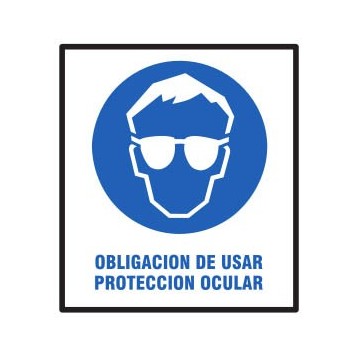 CARTEL OBLIGACION USAR ANTEOJOS DE SEGURIDAD 40 X 45 BM