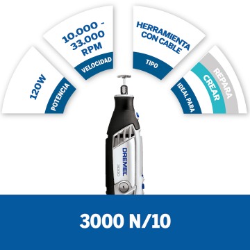 TORNO MULTIPROPOSITO 3000 CON 10 ACCESORIOS DREMEL
