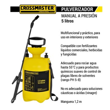 PULVERIZADOR - MANUAL - 5 LITROS - CROSSMASTER