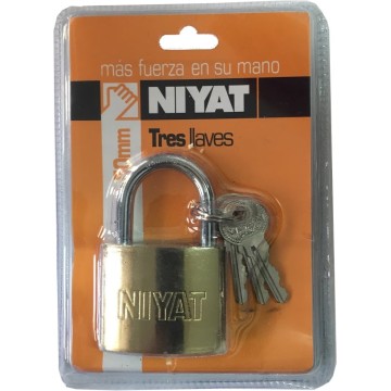 CANDADO HIERRO COLOR BRONCE T.DOBLE 50 MM 3 LLAVES NIYAT