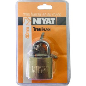 CANDADO HIERRO COLOR BRONCE T. SIMPLE 40 MM 3 LLAVES NIYAT
