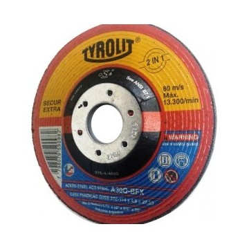 DISCO DE DESBASTE CENTRO DEPRIMIDO 114X7X22.2 TYROLIT