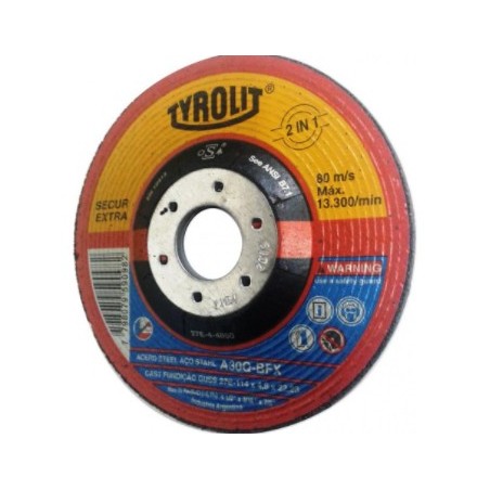 DISCO DE DESBASTE  CENTRO DEPRIMIDO - 2 EN 1 114X4.8X22.2 TYROLIT