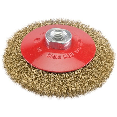 CEPILLO CIRCULAR CONICO RIZADO - A. LATONADO 0.31 Ø 115 MM - M14 FMT