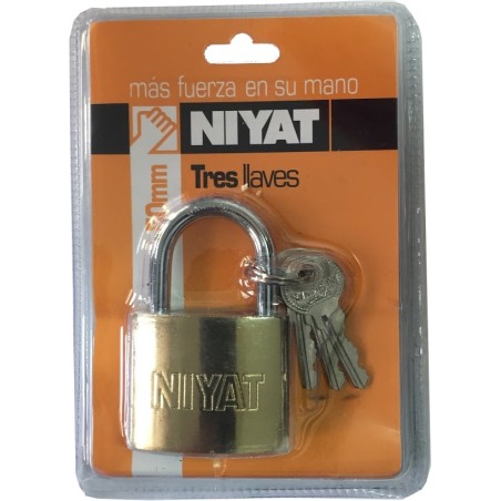 CANDADO HIERRO COLOR BRONCE T.DOBLE 50 MM 3 LLAVES NIYAT