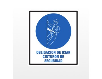 CARTEL OBLIGACION USAR CINTURON DE SEGURIDAD 40 X 45 BM