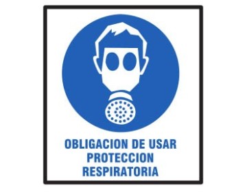 CARTEL OBLIGACION USAR PROTECCION RESPIRATORIA 40 X 45 BM