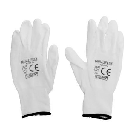 GUANTE TEJIDO MULTIFLEX - NYLON/PU BLANCO - T 9 STEELPRO