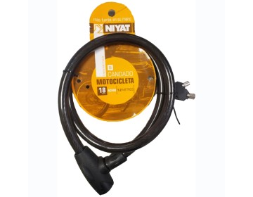 CANDADO MOTO 18MM - LARGO 1.2 MTS NIYAT