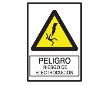 CARTEL PELIGRO RIESGO ELECTROCUCION 260 X 200 BM