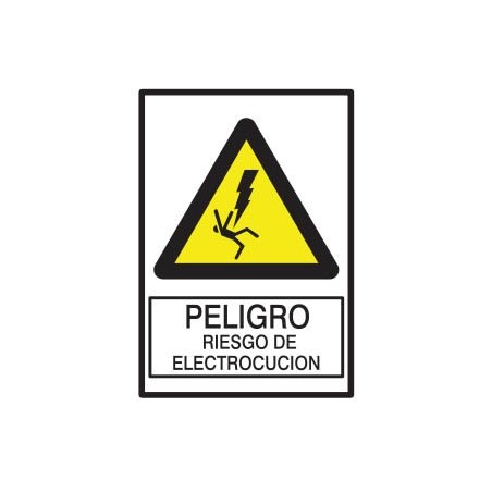 CARTEL PELIGRO RIESGO ELECTROCUCION 260 X 200 BM