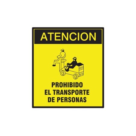 CARTEL PROHIBIDO TRANSPORTE DE PERSONAS 40 X 45 BM
