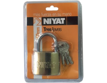 CANDADO HIERRO COLOR BRONCE T.DOBLE 50 MM 3 LLAVES NIYAT