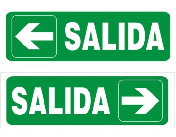 CARTEL SALIDA CON FLECHA IZQUIERDA 14 X 41 X 0.6 BM