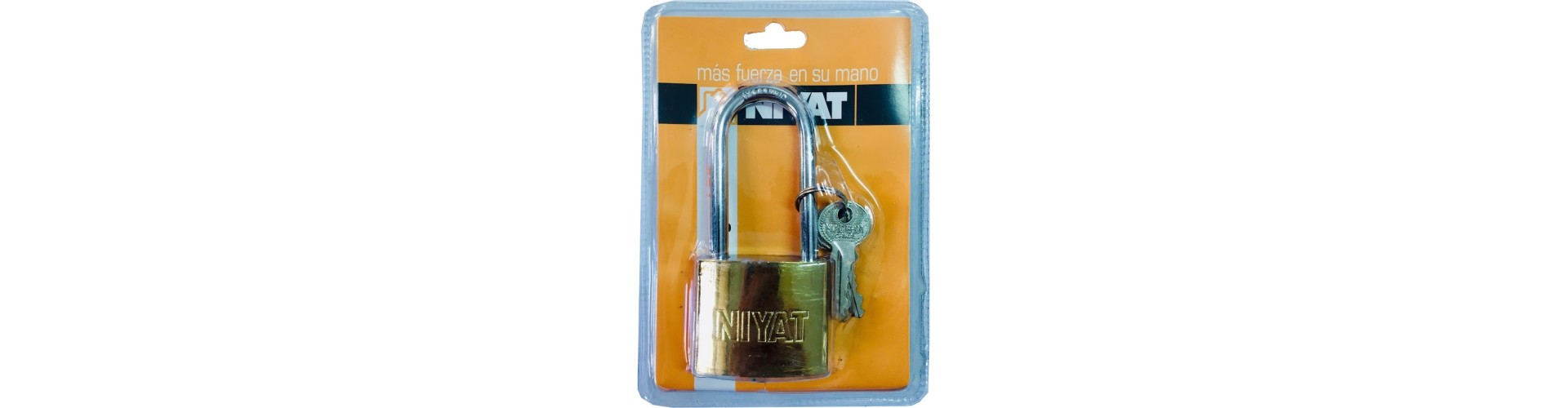CANDADO HIERRO COLOR BRONCE ARCO LARGO 50MM - 3 LLAVES NIYAT