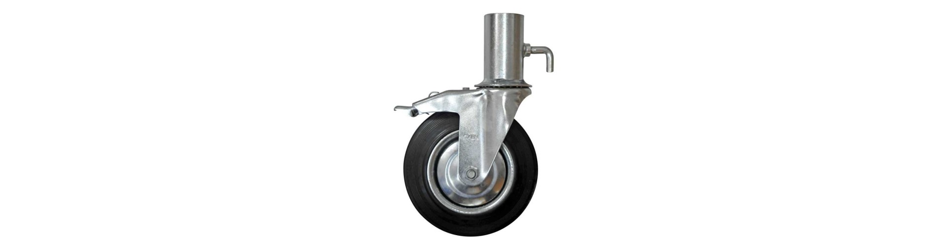 RUEDA CHAPA Y GOMA P/ANDAMIO - GIRATORIA - C/TRABA 160 MM X 40 - 150