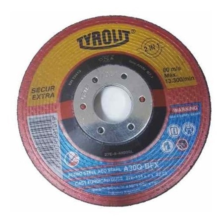 DISCO DE DESBASTE CENTRO DEPRIMIDO 114X7X22.2 TYROLIT