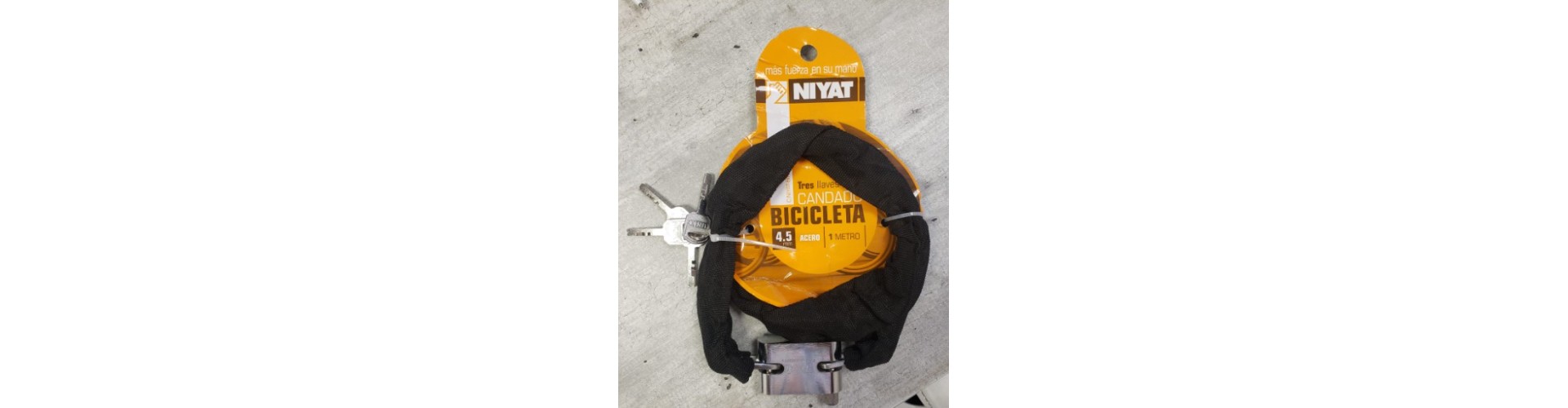 CANDADO BICICLETA ACERO 4.5MM - LARGO 1 MTS 40 MM  NIYAT