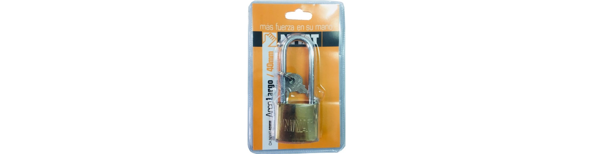 CANDADO HIERRO COLOR BRONCE ARCO LARGO 40MM - 3 LLAVES NIYAT