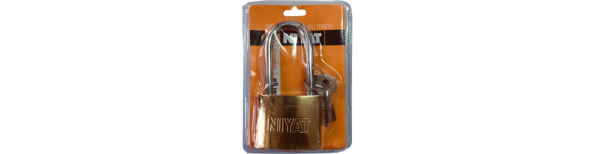 CANDADO HIERRO COLOR BRONCE ARCO LARGO 60MM - 3 LLAVES NIYAT