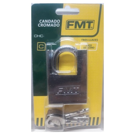 CANDADO HIERRO - CROMADO - 40 MM - 3 LLAVES - FMT