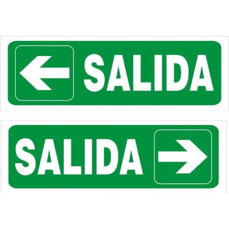 CARTEL SALIDA CON FLECHA IZQUIERDA 14 X 41 X 0.6 BM
