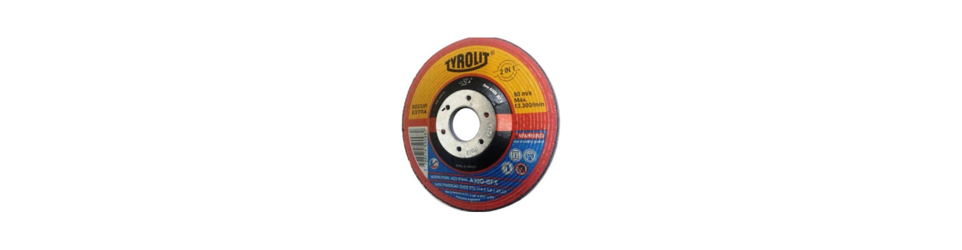 DISCO DE DESBASTE  CENTRO DEPRIMIDO - 2 EN 1 114X4.8X22.2 TYROLIT