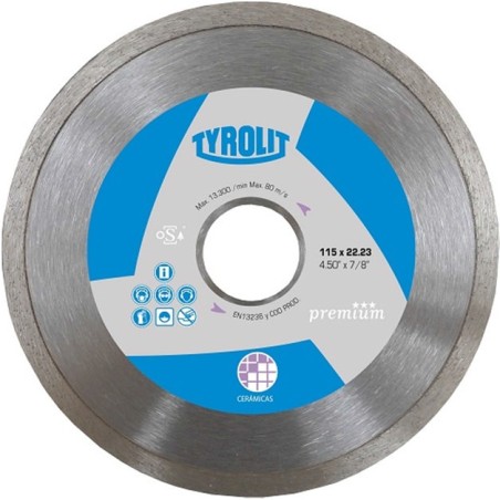DISCO DIAMANTADO CONTINUO - CERAMICA 115MM - PREMIUM TYROLIT