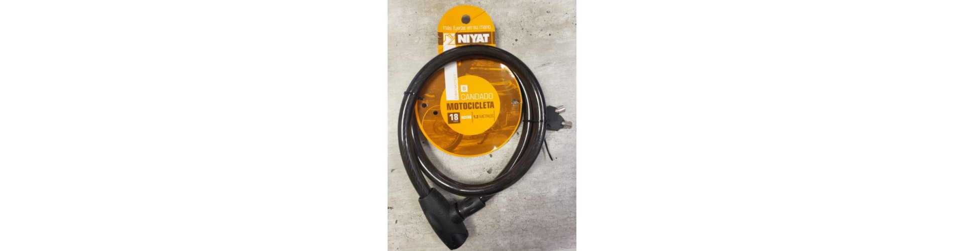 CANDADO MOTO 18MM - LARGO 1.2 MTS NIYAT