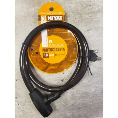 CANDADO MOTO 18MM - LARGO 1.2 MTS NIYAT