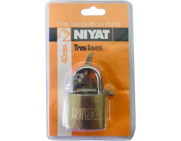 CANDADO HIERRO COLOR BRONCE T. SIMPLE 40 MM 3 LLAVES NIYAT