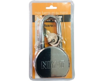 CANDADO REDONDO DE ACERO ARCO LARGO 65 MM  NIYAT
