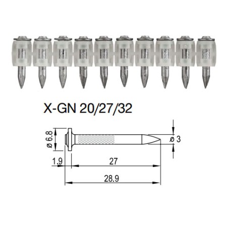 CLAVOS - X-C 20 G3 MX - 20 MM X 10 UNID.HILTI