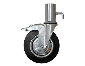 RUEDA CHAPA Y GOMA P/ANDAMIO - GIRATORIA - C/TRABA 160 MM X 40 - 150