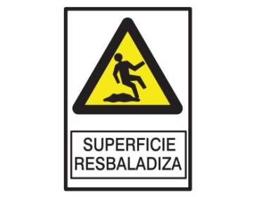 CARTEL SUPERFICIE RESBALADIZA 22 X 26 BM