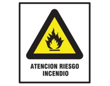 CARTEL RIESGO DE INCENDIO 40 X 45 BM
