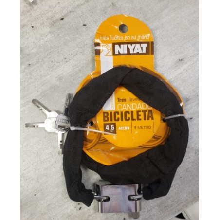 CANDADO BICICLETA ACERO 4.5MM - LARGO 1 MTS 40 MM  NIYAT