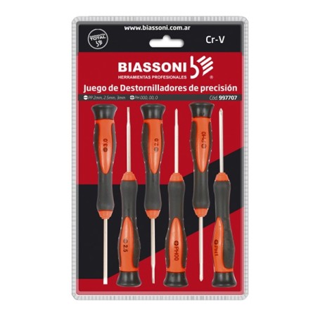 JUEGO DESTORNILLADOR - PRECISION - 6 PIEZAS - BIASSONI