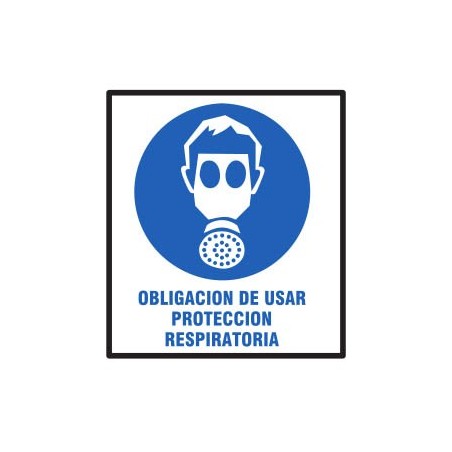 CARTEL OBLIGACION USAR PROTECCION RESPIRATORIA 40 X 45 BM